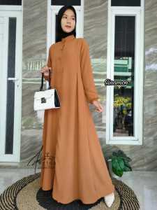 Gamis Crinkle Airflow polos | Daily Dress Wanita Valine Polos Full Kancing