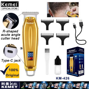 Kemei KM-426 Kim Loại Cơ thể chuyên nghiệp tóc Clipper có thể sạc lại 6800 rpm cao động cơ tốc độ Tông đơ cắt tóc điện Màn hình LED Máy cắt tóc