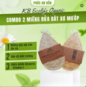 Combo 2 Miếng Rửa Bát Xơ Mướp - Giọt Nước KB Ecolife - Hàng Xuất Khẩu