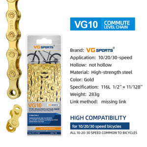 VG Sports Bicycle Chain 6 7 8 9 10 11 12 Speed Silver Gold Rainbow Ti Gold Color MTB Mountain Road Bike Chains Bike Parts Bicycle Accessories