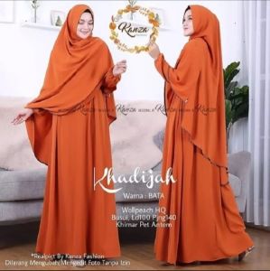Khadijah Syari Gamis Set Hijab Terbaru Modern Model Polos Simpel Elegan Kekinian Busui Friendly Terbaru 2024