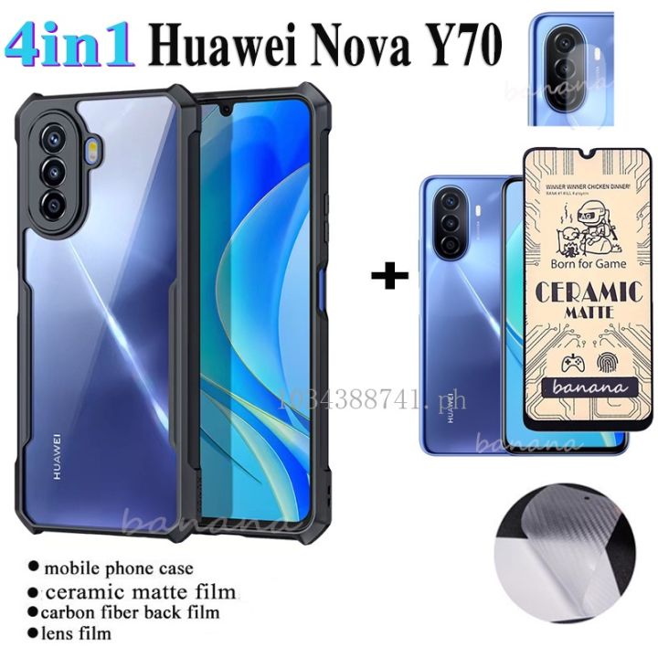 Full Protection Kit For Huawei Nova 5T - Clear TPU Case + Tempered Glass Screen Protector