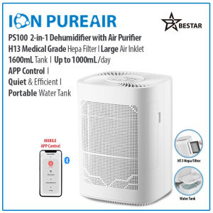 [SG Best Seller]Dehumidifier ION PUREAIR PS100/ PS80/D75/D65/D50/D35/D25 Air Purifier Mini Portable Dehumidifier Up to 1600ml Tank Up to 800mL/Day