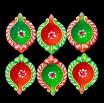 Satvik Colorful Clay Diyas For Diwali Festival Multicolor Diwali Diyas For Decoration Mitti Diya Oil Lamp Clay Diyas