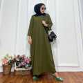 Daster Gamis Crinkle Polos Kekinian Lengan Tangan 3/4 Panjang Semata Kaki Busui Jumbo LD 120. 