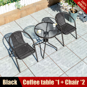 READY STOCK Outdoor Furniture Garden Set 4 Chairs + 1 Black Table For Balcony Patio Terrace