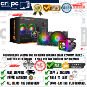 COUGAR HELOR 240MM RGB AIO LIQUID COOLING I BLACK I 240MM RGBX2 + COREBOX WITH REMOTE