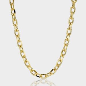 โซ่ทองขนาดใหญ่ความรู้สึกชั้นสูงสร้อยคอหนาผู้หญิงสไตล์เท่ๆงานชุบทองไม่ดำโดนน้ำได้