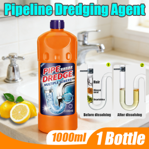 100% Effective Original Liquid Sosa Drain Cleaner 1000ml Powerful Pipe Clog Remover Easily Dissolves Hair Grease Soap Scum Food Clogs for Kitchen Sink Bathroom Toilet Bathtub Floor Drain Non-Corrosive Odorless Formula Safe for Septic System Home Use