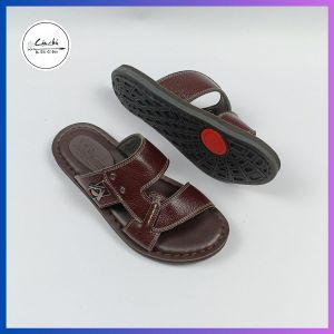 Dép nam đế mỏng  dép nam quai ngang da bò thời trang may đế