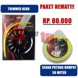 PAKET HEMAT SENAR POTONG RUMPUT !!! senar mata pisau 50 METER + nylon rope mesin potong rumput 2 tak