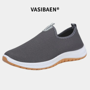 VASIBAEN สามารถจ่ายเงินเมื่อได้รับสินค้า ไตล์แฟชั่นเกาหลีสะดวกสบายและระบายอากาศผู้ชายรองเท้าลำลองระบายอากาศกันลื่นและทนต่อการสึกหรอรองเท้าลำลองน้ำหนักเบารองเท้าผ้าใบผู้ชาย