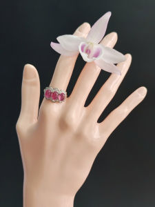 [ Woosilver ] Nhẫn Đính 3 Đá Hồng Oval Vintage Thanh Lịch - Secondhand - WO219