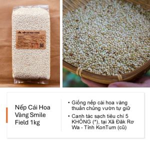 Smile Farm KonTum - Nếp Cái Hoa Vàng (1kg) Canh Tác Thuần Tự Nhiên