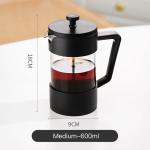 BINCOO Coffee French Press Pot Household Coffee Hand Brewing Pot with Filter Set Milk Frother 350ML/600ML/1000ML