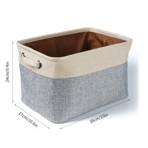 Fypo 25L large capacity cloth storage bag Wardrobe organisers Toy Organizer Foldable cotton linen storage basket Clothes storage box Home fabric storage bag