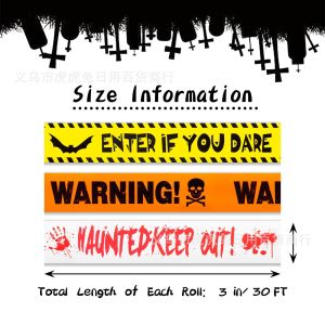 3 Pack of Halloween Polyester Warning Tapes for Festive Horror Scene Decoration and Isolation 5 Mihang Haunted House Decoration and Warning Signs