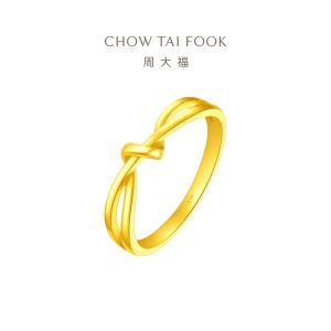 CHOW TAI FOOK 999 24K Pure Gold Non-adjustable Ring Bowknot F230626