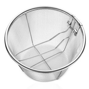 songduanshi French Chip Frying Strainer Basket Stainless Steel Deep Fry Basket Kitchen Round Fryer Wire Mesh With Handle Wire Colander Nets