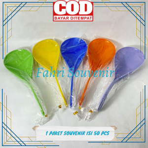 TERMURAH 50 PCS Souvenir Pernikahan Nikah Centong Nasi Plastik Pelangi centong warna RONDOM