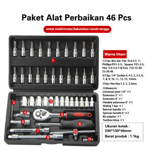 ISKU Kunci Shock Set 53pcs Full Lengkap Socket Toolkit 53 PCS Mata Sok/toolkit set lengkap/ Original Berkualitas dan Awet