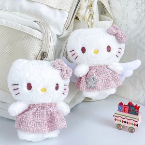 Kawaii Sanrio Plush Keychain Toy Hello Kitty Angel Princess Cartoon Student Backpack Pendant Decoration Girl Gifts