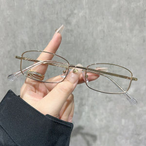 【READY STOCK】Fashion Square Frame Glasses High-Grade Metal Radiation-Proof GlassesWomen Retro Small Frame Glasses Spek Mata