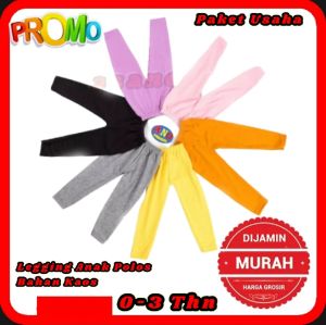 ASANO SHOP Paket 20 Pcs Legging Anak Perempuan 0-3 Thn Polos Cewek Lejing Motif Bahan Kaos Halus