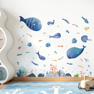 Decal Dán Tường Đàn Cá Dưới Đại Dương Xanh Có Keo Sẵn 200x160cm - Trang Trí Phòng Ngủ Đại Dương