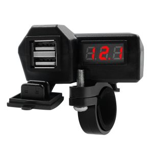 Motorcycle mobile phone charger 12V dual USB waterproof car charger with Voltmeter