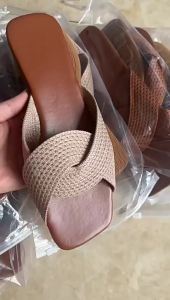 Summer Cross-Strap Square-Toe Fabric Flat Beach Sandals For Women Plus Size WomenS Sandals