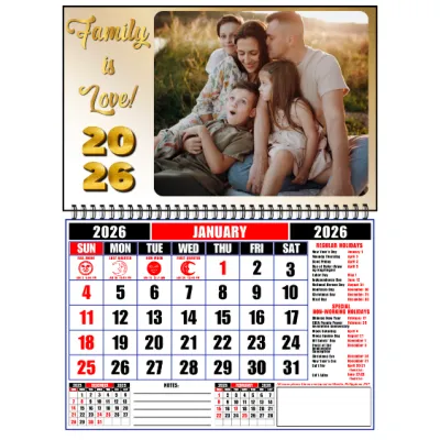 2026 Premium Wall Calendar – A4 Ring-Bound | Laminated Cover + 80gsm Paper