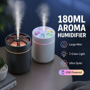 Air Humidifier USB Powered 180ML Aroma Diffuser 7 Color Night Light Quiet Mist Home Car Use
