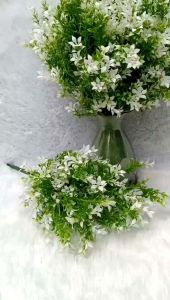 Combo 2 Cành hoa lá cỏ điểm gạo trắng VI083 (nhựa 7 nhánh cao 32cm) hoa giả trang trí