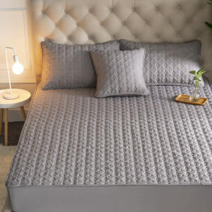 Breathable Cotton Fitted Bed Sheet - Non-Slip Mattress Protector Cover for Single/Double/Queen/King Beds