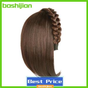 bashijian Tóc giả cho phụ nữ tóc ngắn Headband với tóc tóc tóc giả xương cá với tóc giả tích hợp tóc vá phụ kiện tóc