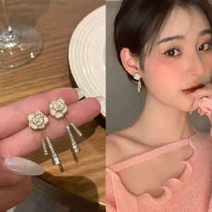 Anting Bunga Camellia🌸山茶花流苏耳环 Camellia Tassel Earrings 甜美复古轻奢小众设计精致气质百搭高级感 Fashion Jewelry Elegant