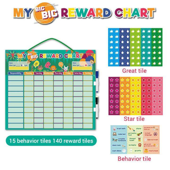 Baby Kids Reward Charts Magnetic Sticker Wall Card Board Games Early ...