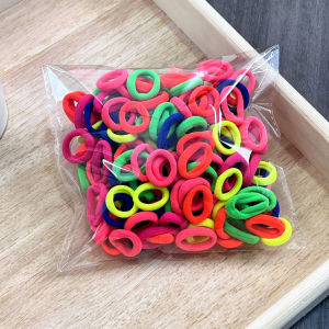 100PCS Colorful Elastic Hair Ties – No Damage Rubber Bands for Kids & Girls Ponytail Soft Stretch Hair Accessories