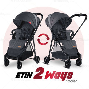 2 Way Baby Stroller ETIN 2 Way Baby Stroller Lightweight Newborn Travel Trolley Kereta Tolak Bayi Two Facing Push Car Kid Shopping Seat Light Weight Cabin Size 2 Way Reversible Facing Parent Baby Stroller 2 Hala Trolley
