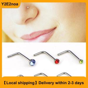 【Local shipping】 60PCS Set Stainless Steel CZ L Shape Nose Ring Body Stud