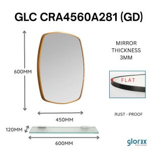 (GLOREX) High Quality Aluminium Curve Rect Mirror Bathroom Mirror Deco Mirror Round Mirror Irregular Mirror Cermin Bulat