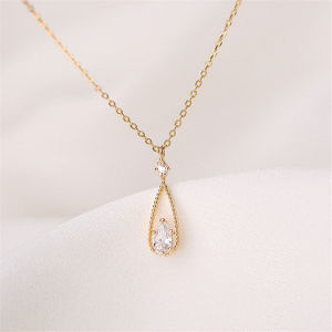 🔥C.three Korean Ins Fashion French Exquisite Water Drop Zircon Necklace Womens Simple Temperament Clavicle Chain