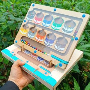 Bảng gỗ Montessori phân biệt màu săc và số đếm cho bé