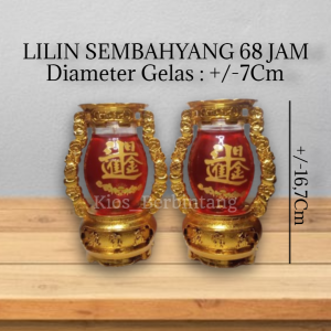 Lilin Sembahyang Lilin Jelly Tou Cin 68 Jam Lilin Merah 1 Set