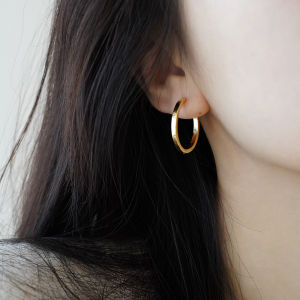 【Minimalist】14K Gold Classic Circle Hoop Earrings for Women Korean Original Earring Hypoallergenic Non Tarnish Not Out-of-date Fashion Vintage Elegant Jewelry Gift Accessories