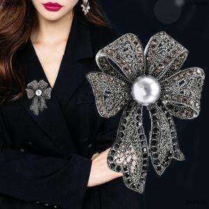 [COD] ZNPNXN Vintage Rhinestone Bowknot Brooches For Women Clothing Coat Jewelry Party Accessries Gifts