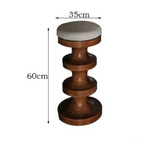 xpkQ Medieval Retro Solid Wood Stools Creative Island Bar Stools Luxury Simple Round Stool Indoor Kitchen Bar Decorative Ottomans 5B8Q6