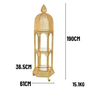 xpkQ European Luxury Storage Holders Creative Movable Floor‑standing Exquisite Large Iron Shelf Living Room Home Storage Organization 4P6B8