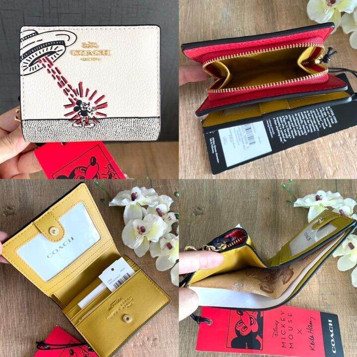 Coach C7433 Disney M. Mouse X Keith Haring Snap Wallet - Gold/Chalk Multi |  Lazada PH